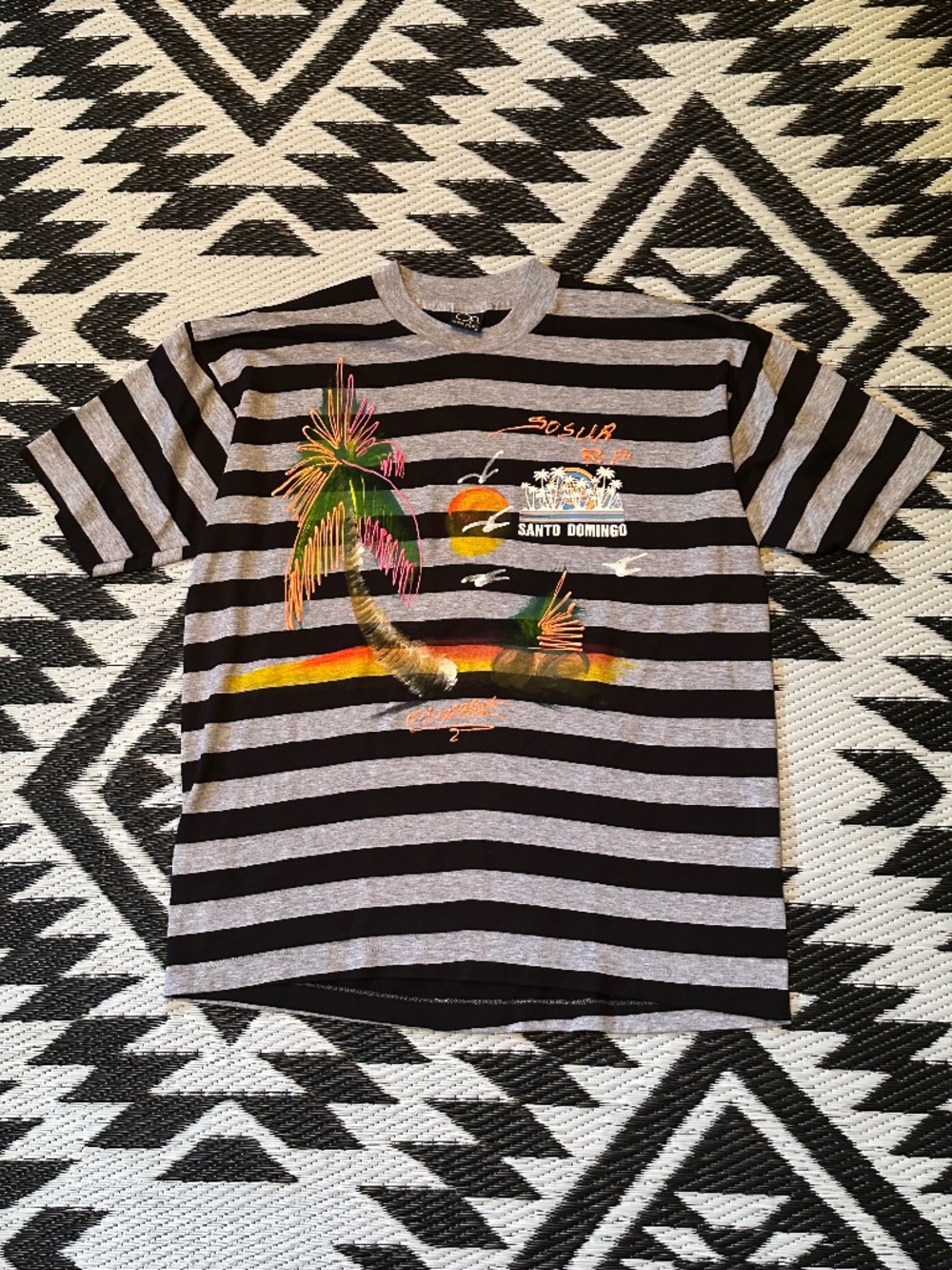 80s Ocean Pacific Vintage Surfer Santo Domingo Striped Tee